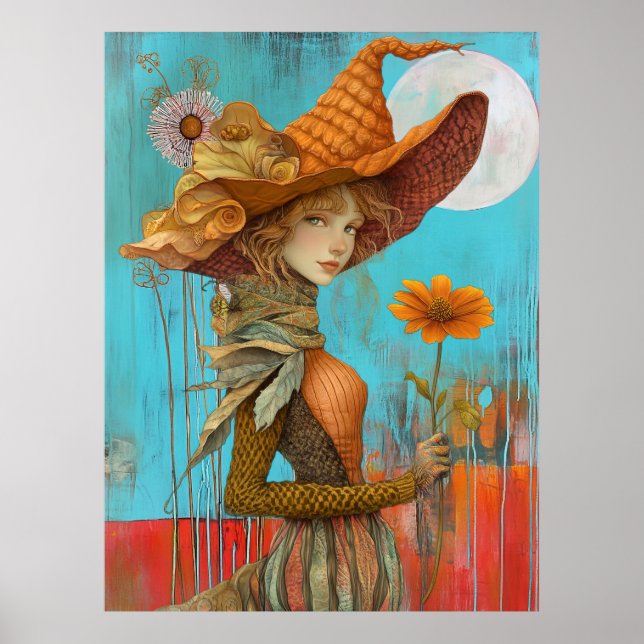 *~* FD2 Retro Floral  Fall Girl Autumn Hat 20 Poster (Front)