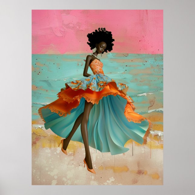 *~* FD2 Tropical GODDESS Black Woman Vibrant 39 Poster (Front)