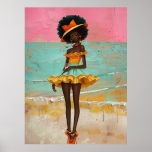 *~* FD2 Vibrant Tropical GODDESS Black Woman 33 Poster