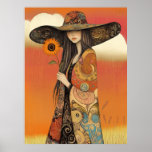 *~* FD2 Whimsical  Fall Girl Autumn Retro Hat 11 Poster