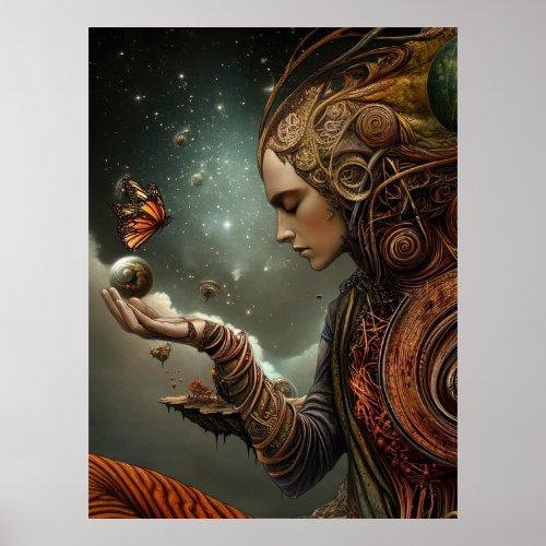 *~* FD3 26  Visionary MAN Earth Keeper Butterfly Poster