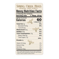 FDA Compliant Nutrition Fact Honey Label with Bees