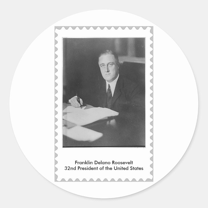 FDR 32nd President Almost a stamp. Sticker