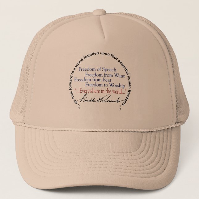 FDR Four Freedoms Tribute Trucker Hat (Front)