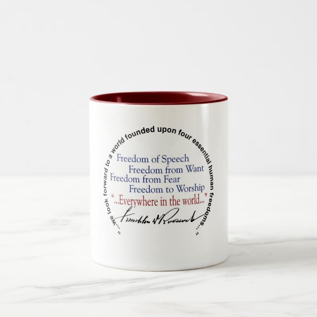 FDR Four Freedoms Tribute Two-Tone Coffee Mug (Center)