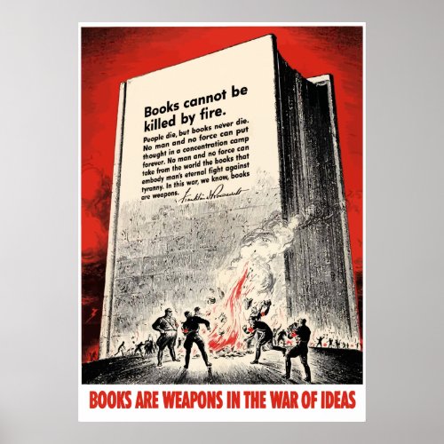 FDR Quote On Book Burning __ Border Poster