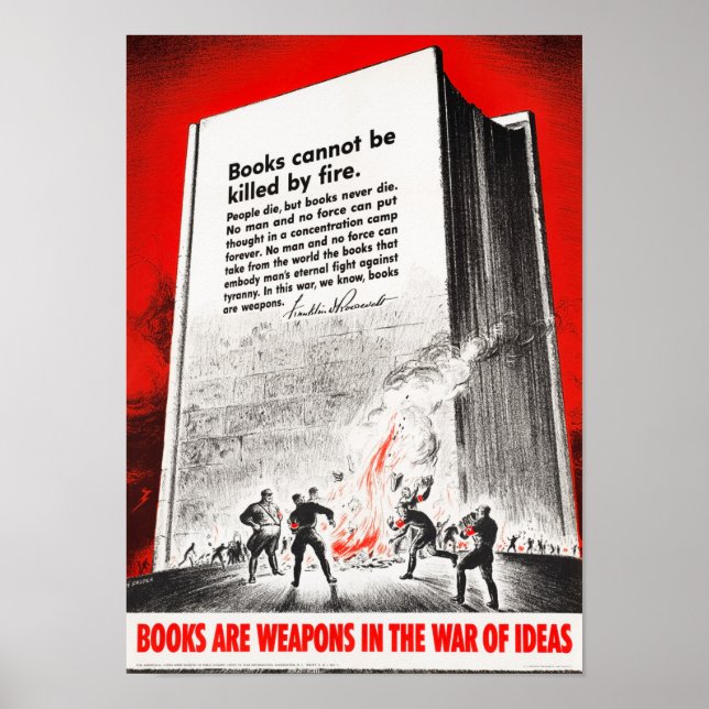 FDR Quote On Book Burning - WW2 1942 Poster (Front)