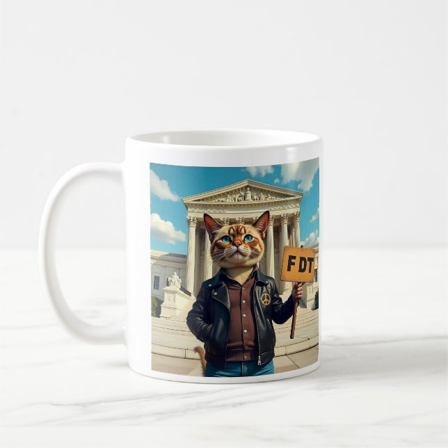 FDT Cat in Leather Jacket  Coffee Mug (Left)