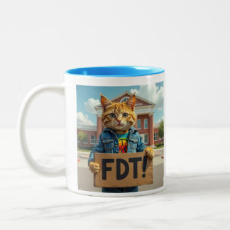 FDT Cat with Sign Rainbow  Two-Tone Coffee Mug