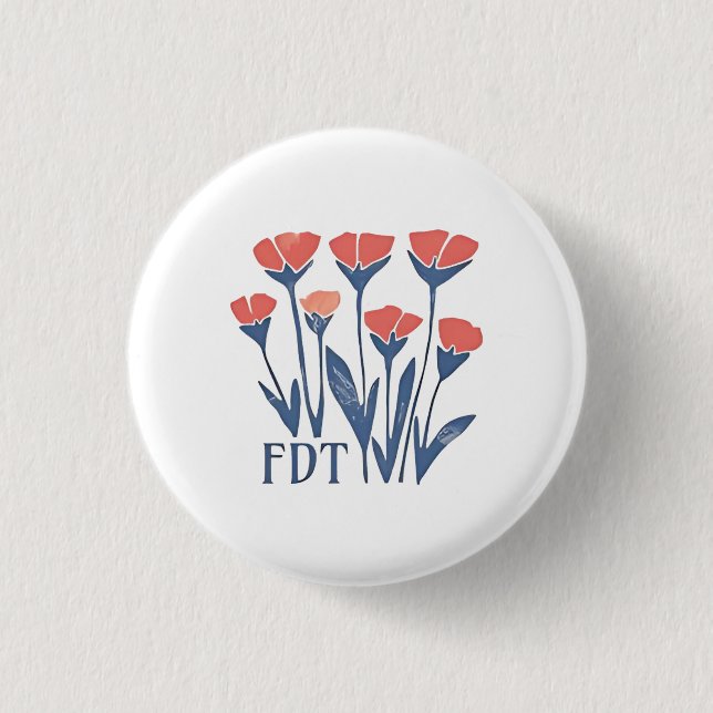 FDT Floral Wreath Subtle Feminine Boho Anti-Trump Button (Front)