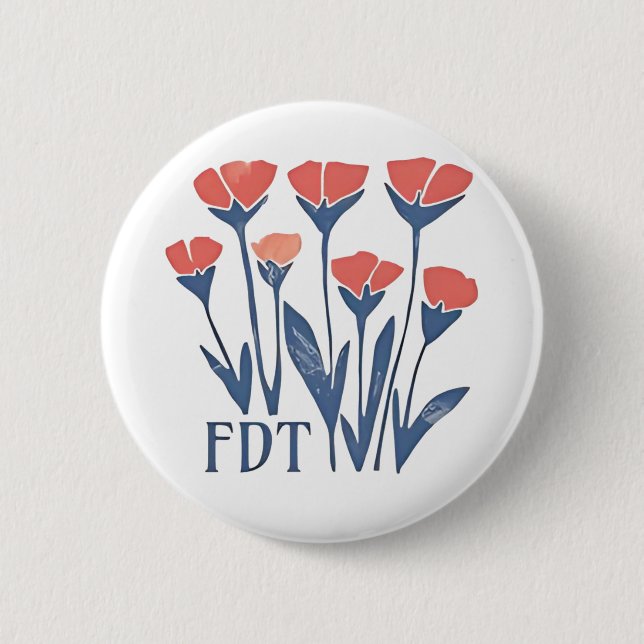 FDT Floral Wreath Subtle Feminine Boho Anti-Trump Button (Front)