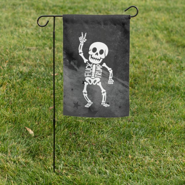 FDT Trump Funny Anti Trump Skeleton Garden Flag (In SItu)