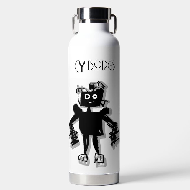 Fe-et CY=borgs Robot Thermal Tumbler Water Bottle (Front)