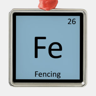 Fe - Fencing Sports Chemistry Periodic Table Metal Ornament