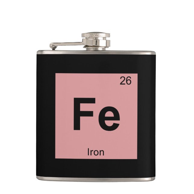 Fe - Iron Chemistry Periodic Table Symbol Element Hip Flask (Front)