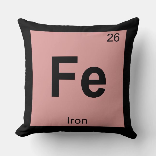 Fe - Iron Chemistry Periodic Table Symbol Element Throw Pillow (Front)