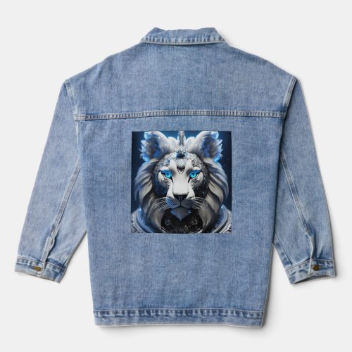 Feamle_Tiger_Blue_Eyes_T Shirt  Denim Jacket