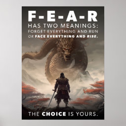 Fear Has Two Meanings - Samurai vs Dragon Poster Zazzle