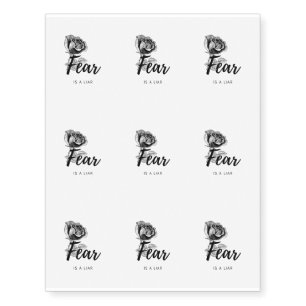 Fear is a Liar - Black Rose Flower Temporary Tattoos