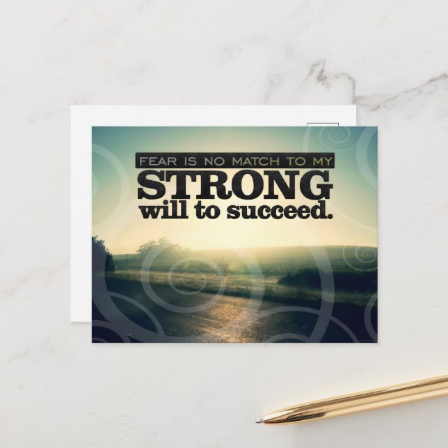 "Fear is no match" Motivation Affirmation Postcard (Front/Back In Situ)