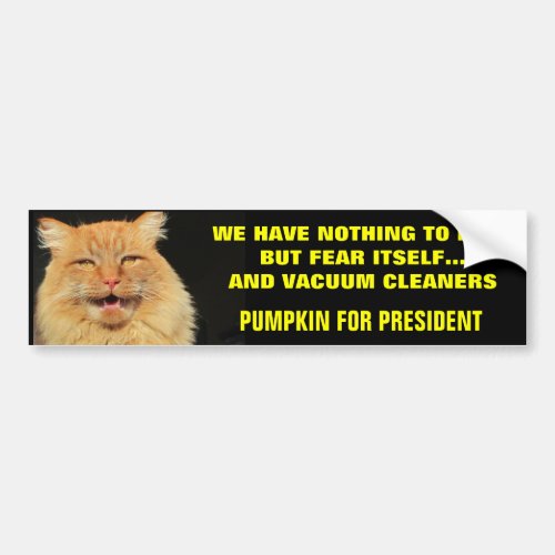 Fear Itself and Vacuums _ Pumpkin for President Bumper Sticker