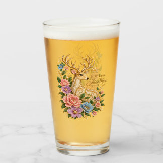 Fear Less Shine More: Ornamental Floral Deer Glass