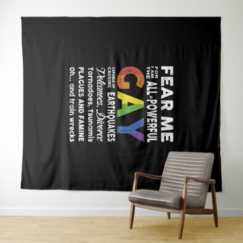 Fear Me I Am Gay lgbt flag gift lgbt Tapestry