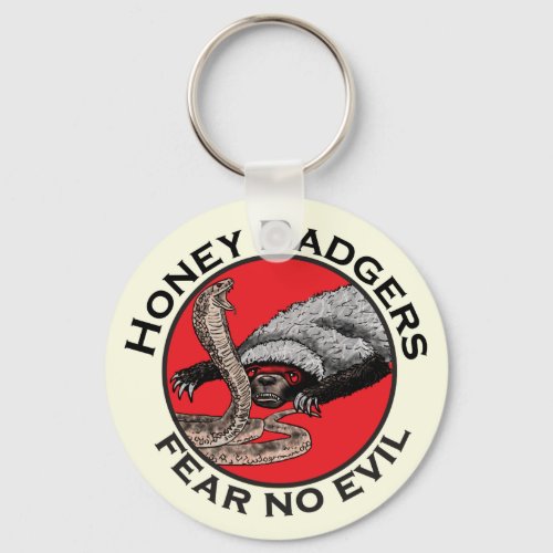 Fear no Evil Badass Honey Badger Red Animal Art Keychain