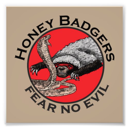 Fear no Evil Badass Honey Badger Red Animal Art Photo Print