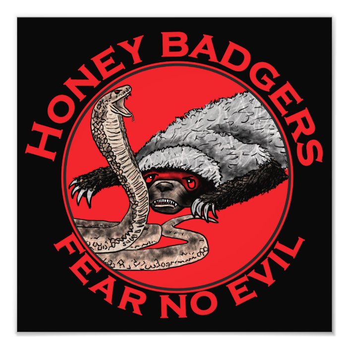 Fear no Evil Badass Honey Badger Red Animal Art Photo Print | Zazzle.com