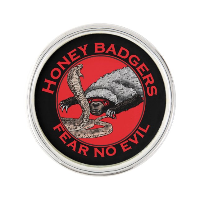 Fear no Evil Badass Honey Badger Red Animal Art Pin (Front)