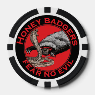Fear no Evil Badass Honey Badger Red Animal Art Poker Chips