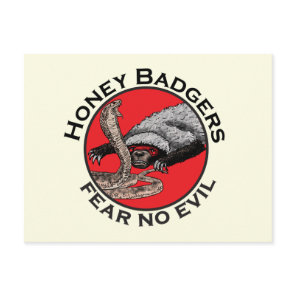 Fear no Evil Badass Honey Badger Red Animal Art Postcard
