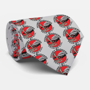 Fear no Evil Badass Honey Badger Red Animal Art Tie