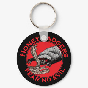 Fear no Evil Badass Honey Badger Snake Animal Art Keychain