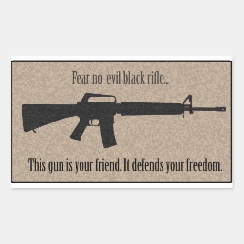 Fear No Evil Black Rifle Rectangular Sticker