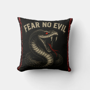 FEAR NO EVIL – Fierce Black Cobra Snake Graphic Throw Pillow