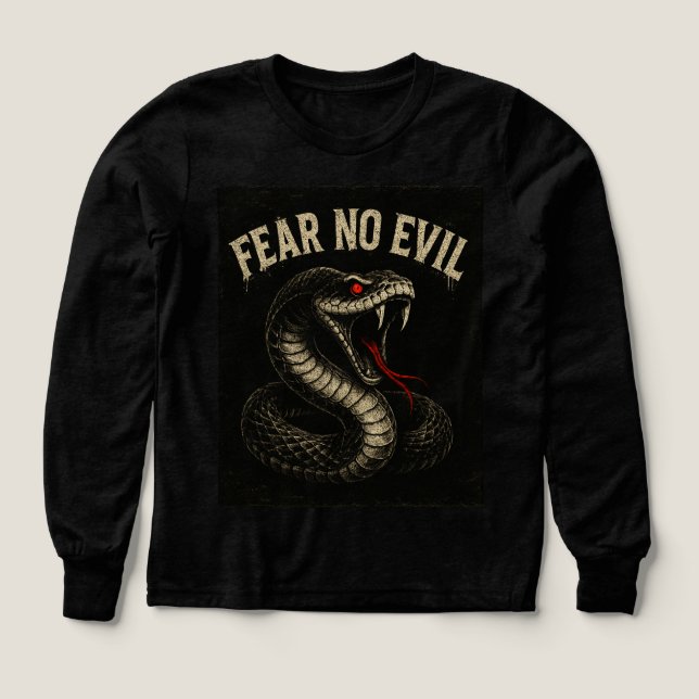 FEAR NO EVIL – Fierce Black Cobra Snake Graphic  Tri-Blend Shirts (Design Front)