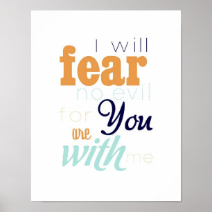 fear no evil - orange and navy blue poster
