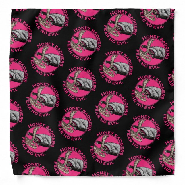Fear No Evil Pink Honey Badger Badass Animal Art Bandana (Front)