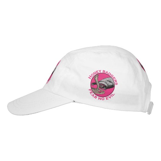 Fear No Evil Pink Honey Badger Badass Animal Art Headsweats Hat (Left)
