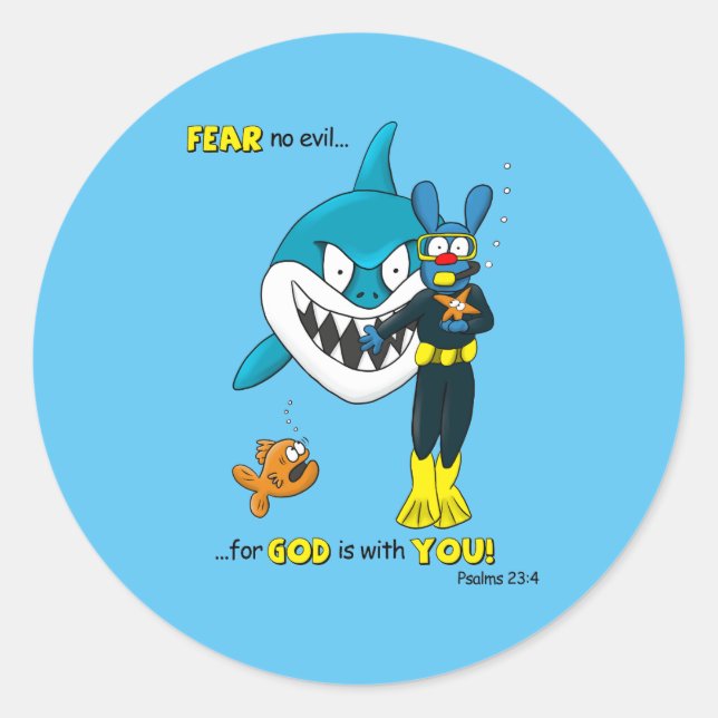 Fear No Evil shark Tbone stickers label (Front)