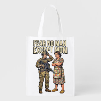 Fear No Man Except Mom Military 01 Grocery Bag