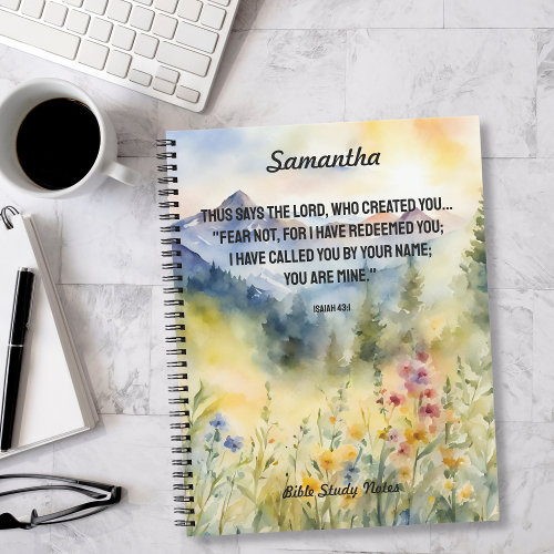 Fear Not Bible Verse Watercolor Nature Christian Notebook