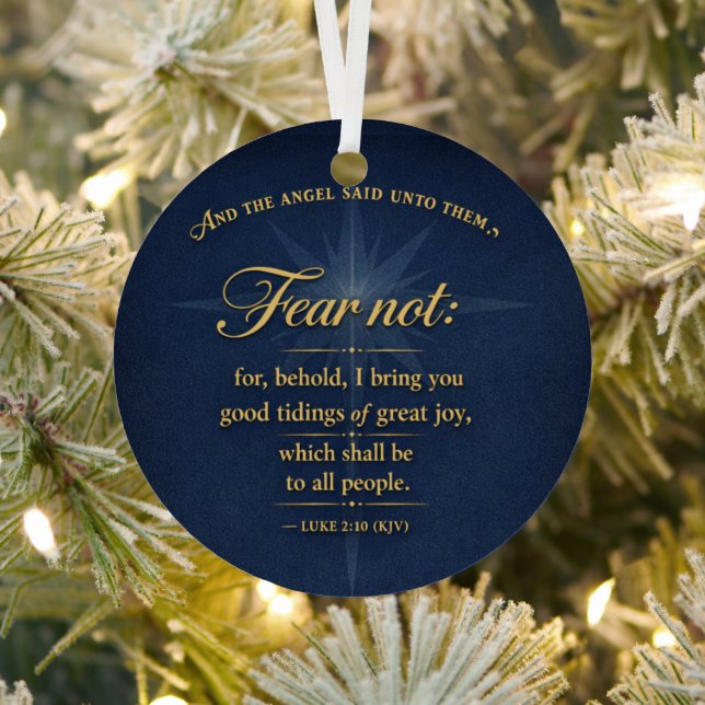 Fear Not Christmas 2026 Scripture Gold Typography Metal Ornament (Insitu)