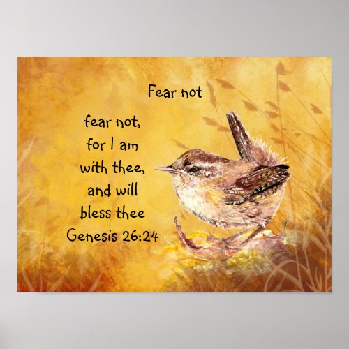 Fear Not Encouragement Watercolor Bird Poster