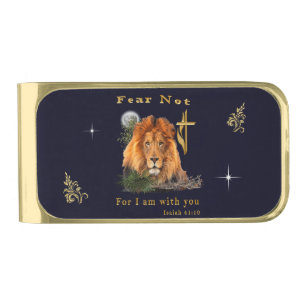 Fear Not for I am With thee Gold Finish Money Clip