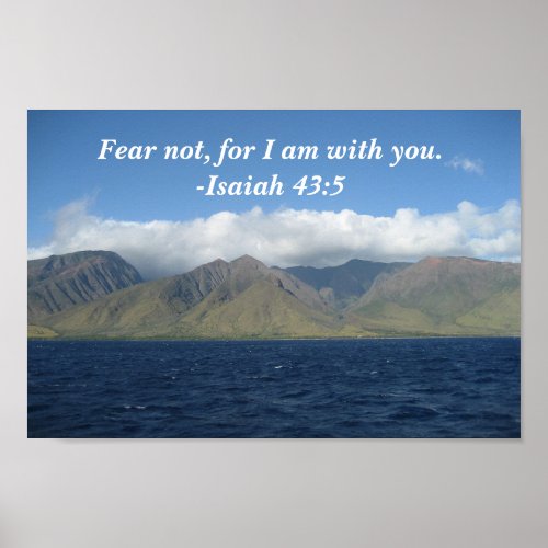 Fear Not For I Am With You Bible Verse Ocean Poster