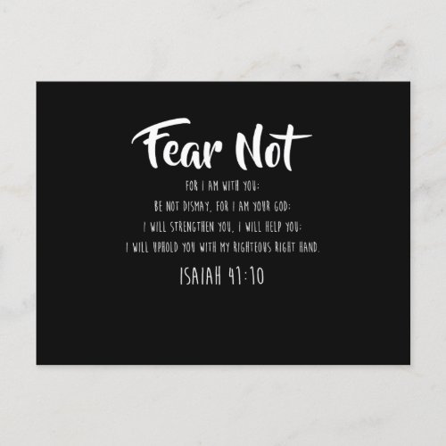 Fear Not Isaiah 4110 For Christian Men Women Postcard