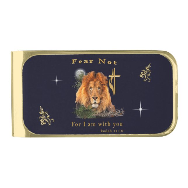 Fear not Isaiah 41:10 Gold Finish Money Clip (Front)